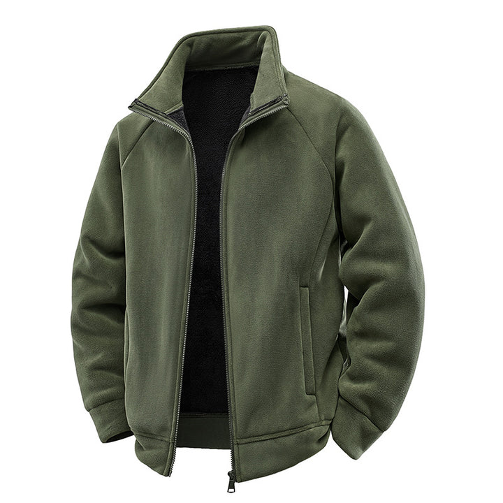 Men's double fleece transitional jacket with teddy interior lining, stand-up collar & concealed pockets Mune Fashion