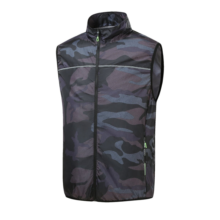 Men's lightweight short sleeve vest with stand-up collar, water-repellent nylon blend and zippered pockets Mune Fashion
