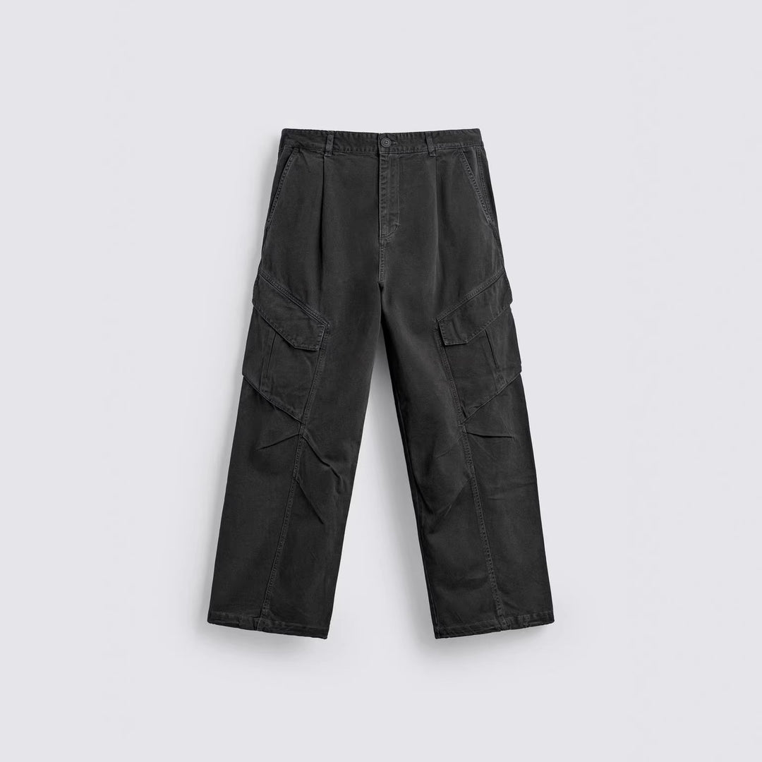 Men's cargo pants with wide legs, double flap pockets and pleats Mune Fashion