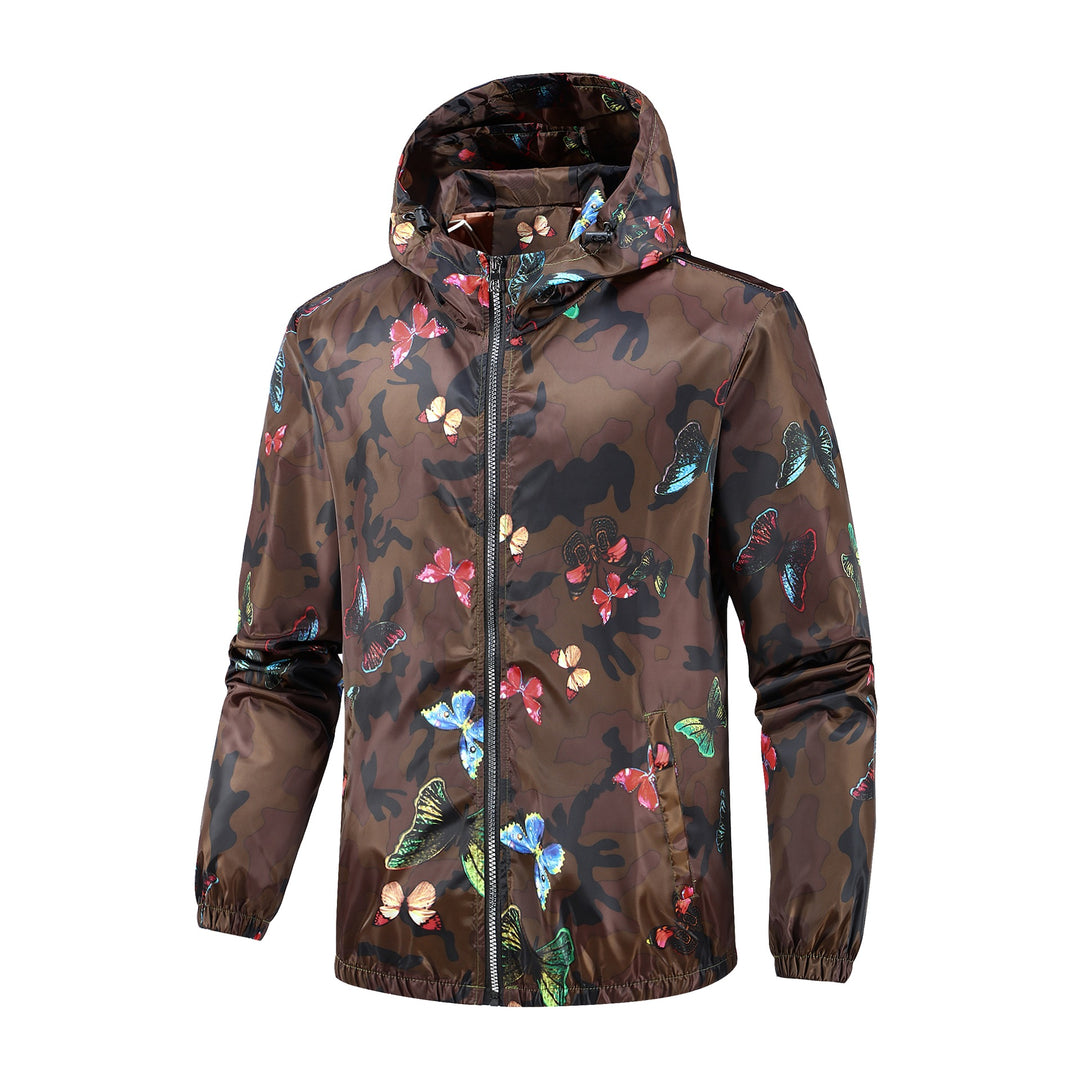 Women's Lightweight Camo Jacket with Colorful Butterfly Print Mune Fashion