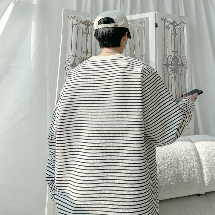 Unisex Casual Striped Long Sleeve T-Shirt Mune Fashion