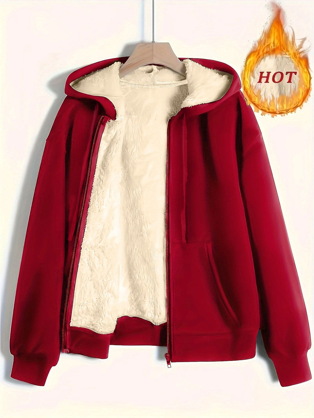Ladies Cozy Fleece Jacket with Zipper and Hood Mune