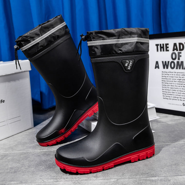 Men's outdoor rubber boots with thermal collar, drawstring closure, and slip-resistant profile sole Mune Fashion
