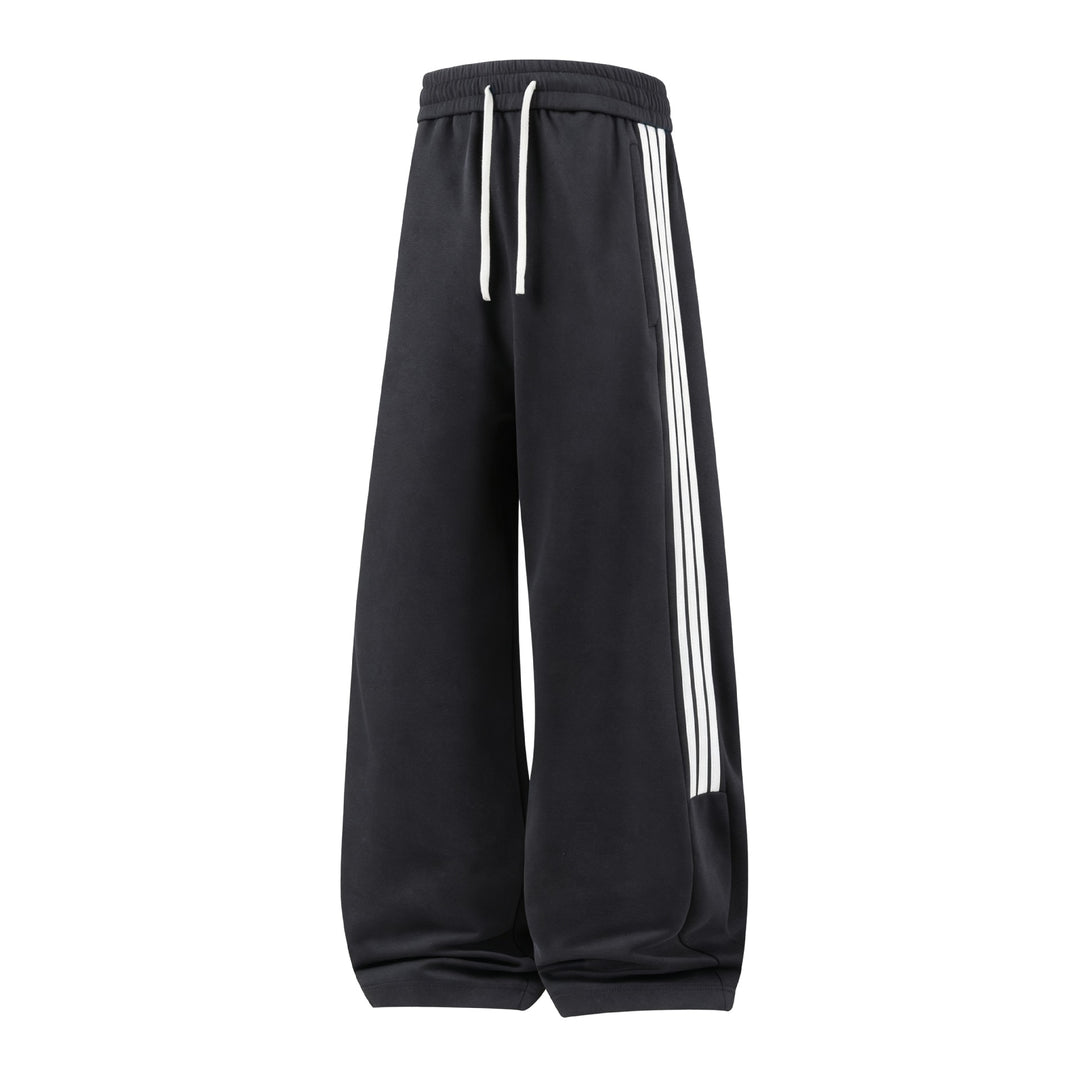 Women Wide High-Waist Jogging Pants with Distinct Side Stripes & Drawstring Mune Fashion