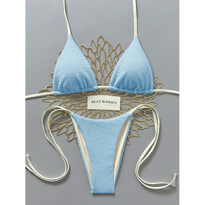 Women's triangle bikini with high leg cut and fine textured pattern Mune Fashion