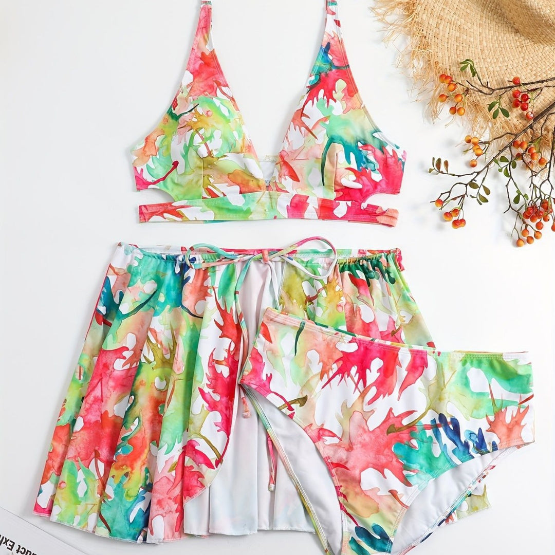 Women's bikini set with flowing skirt and playful print Mune Fashion