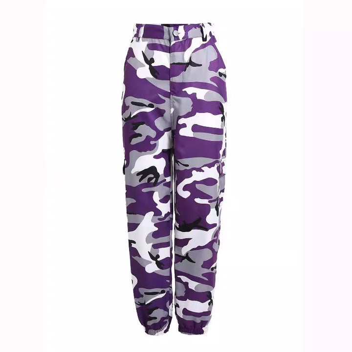 Women's cargo pants with camouflage print, elastic waistband and ankle cuffs Mune Fashion