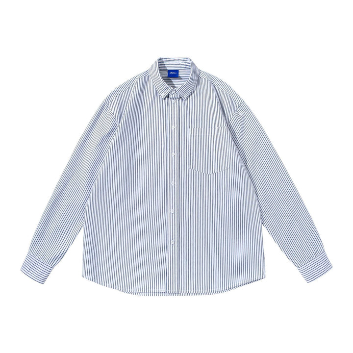 Women's Striped Oversized Shirt in Oxford Style with Button-Down Collar and Chest Pocket Mune Fashion