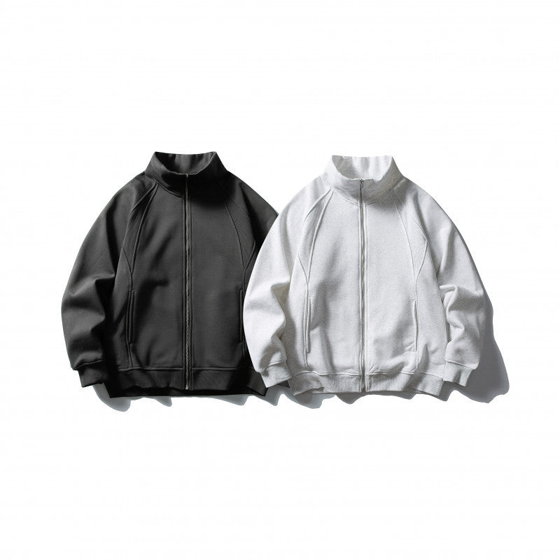 Unisex Boxy-Oversize-Zip Jacket with Stand-Up Collar, Raglan Sleeves, and Side Pockets Mune Fashion
