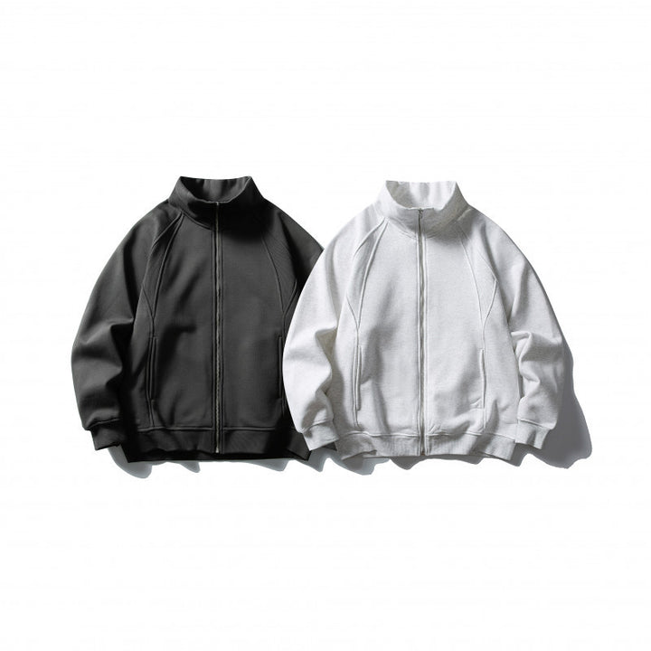 Unisex Boxy-Oversize-Zip Jacket with Stand-Up Collar, Raglan Sleeves, and Side Pockets Mune Fashion