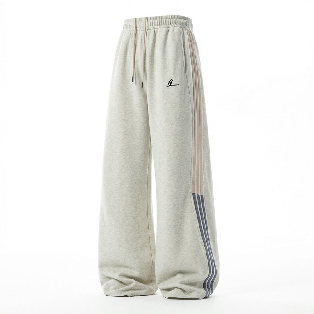 Unisex Extra Wide Sweatpants with Drawstring, Side Stripe Detail and Palazzo Cut Mune Fashion