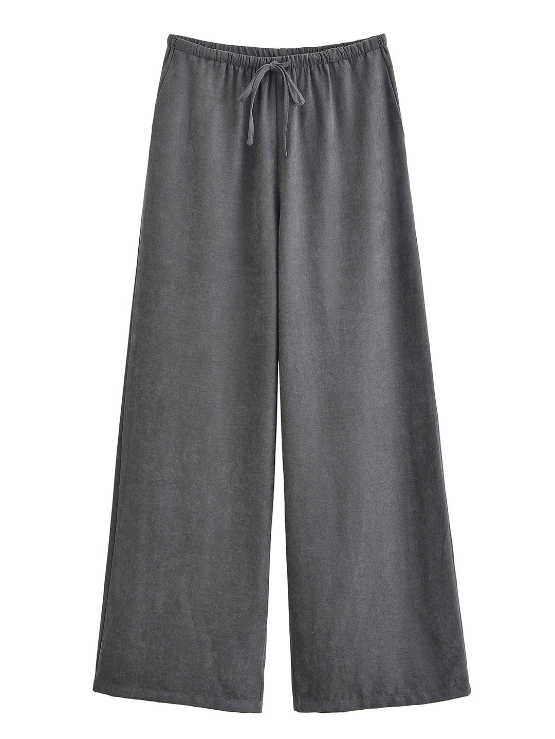 Women's Comfortable Palazzo Pants in Velvet Look with Elastic Tunnel Drawstring Waist and Wide Leg Mune Fashion