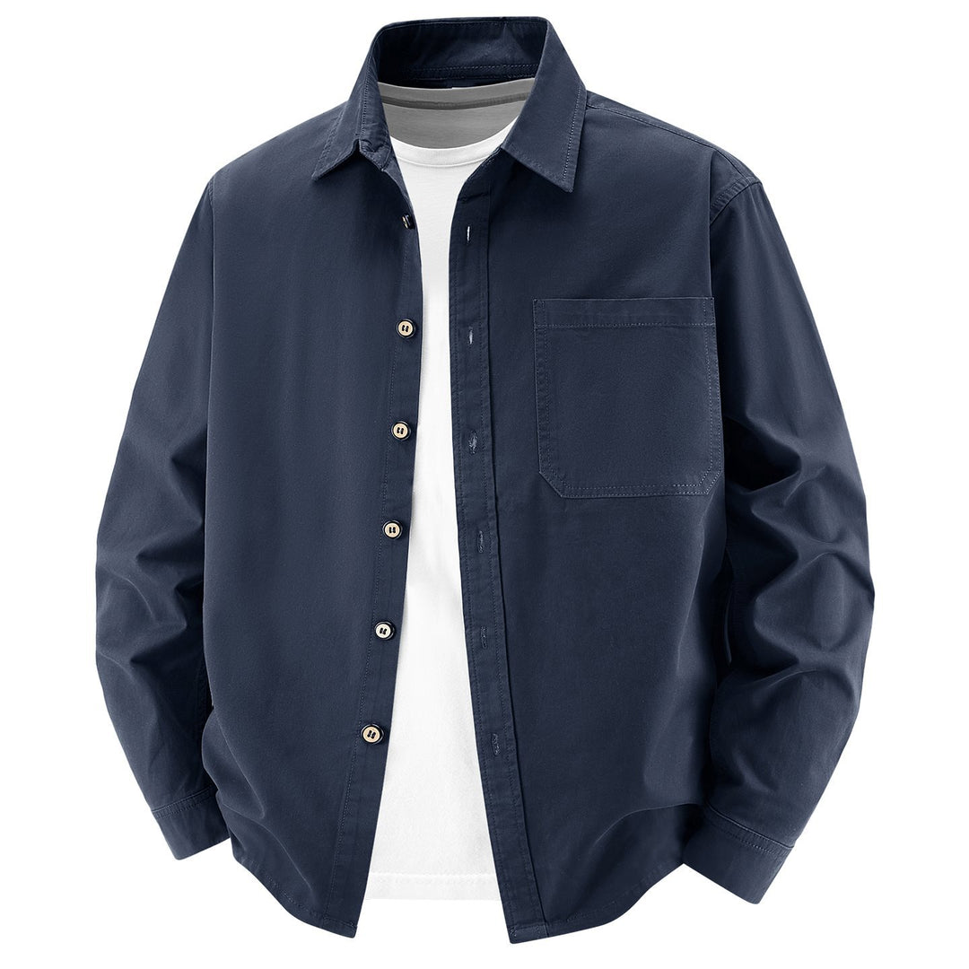 Men's loose overshirt jacket made of cotton blend with chest pocket and full button placket Mune Fashion