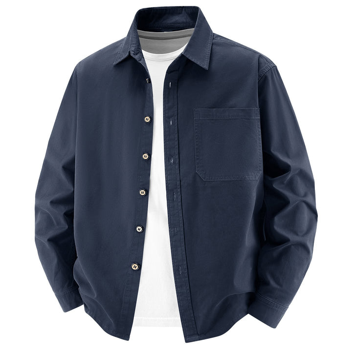 Men's loose overshirt jacket made of cotton blend with chest pocket and full button placket Mune Fashion
