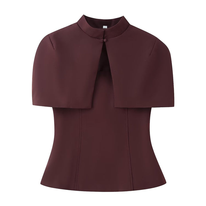 Women’s top with capelet overlay and fitted peplum silhouette Mune Fashion