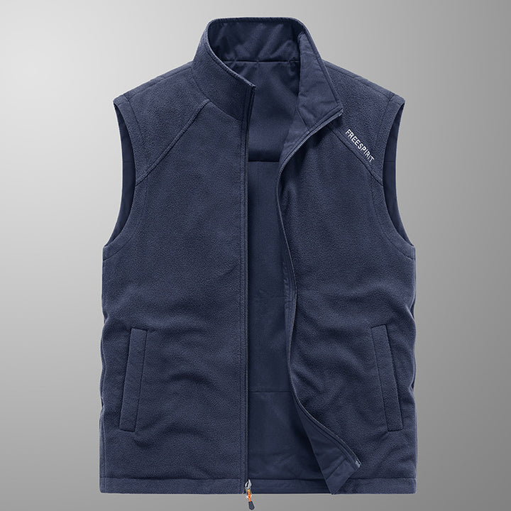 Men's fleece vest with stand-up collar, thermal insulation, and zippered pockets Mune Fashion