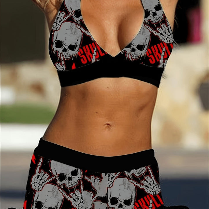 Ladies bikini set with deep V-neck and contrasting shorts Mune Fashion