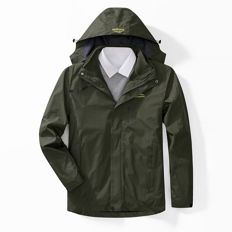 Men's two-layer waterproof outdoor jacket with fleece collar and hood Mune Fashion