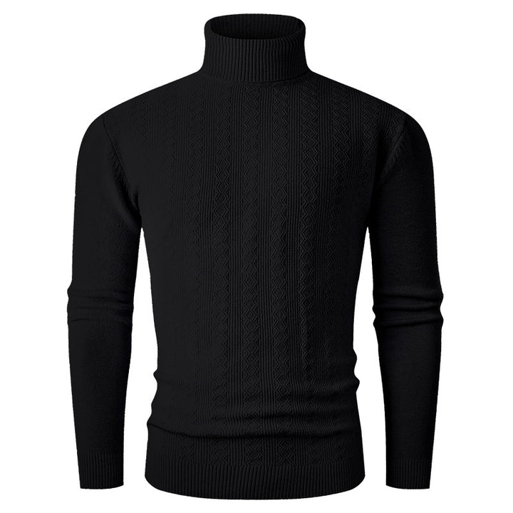 Men's turtleneck sweater made of fine knit with cable pattern and slim silhouette Mune Fashion