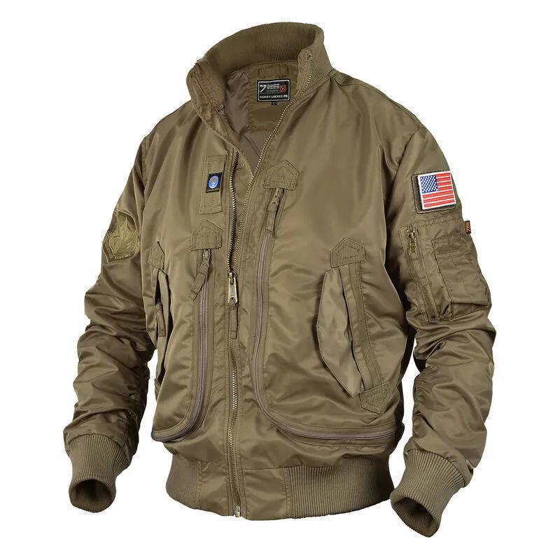 Men's pilot bomber jacket in utility style with multiple pockets, arm pocket and ribbed hem Mune Fashion