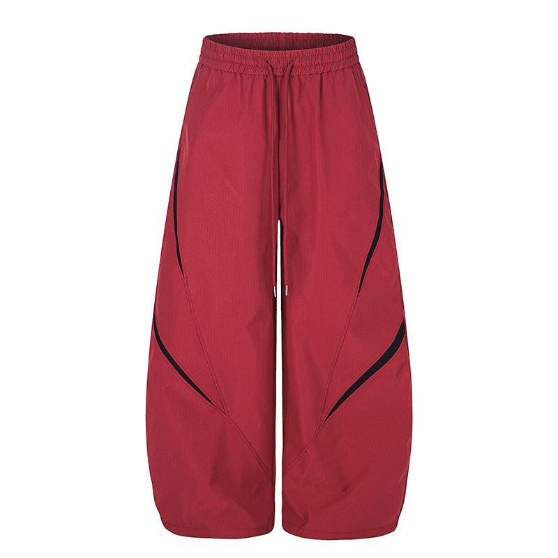 Women's Extra Wide Palazzo Training Pants in Tech Look with Drawstring Waistband and Curved Side Inserts Mune Fashion
