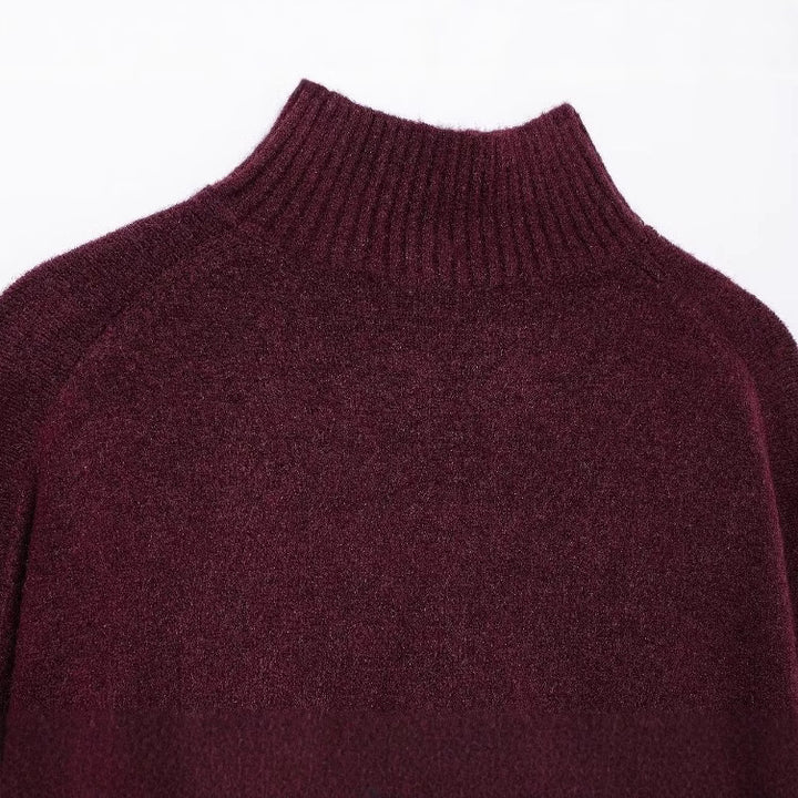 Women 200+ ribbed cropped sweater with stand-up collar and oversized sleeves Mune Fashion