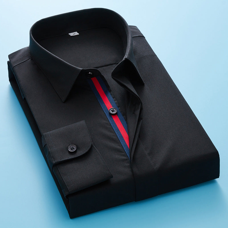 Men's tailored business shirt with Kent collar and contrasting button placket band Mune Fashion
