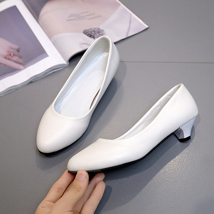 Women's pointed tapered business pumps with low conical heel and cushioned comfort insole Mune Fashion