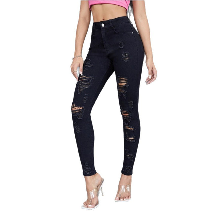 Ladies High-Waist Skinny Jeans with strong Destroy Effect Mune Fashion