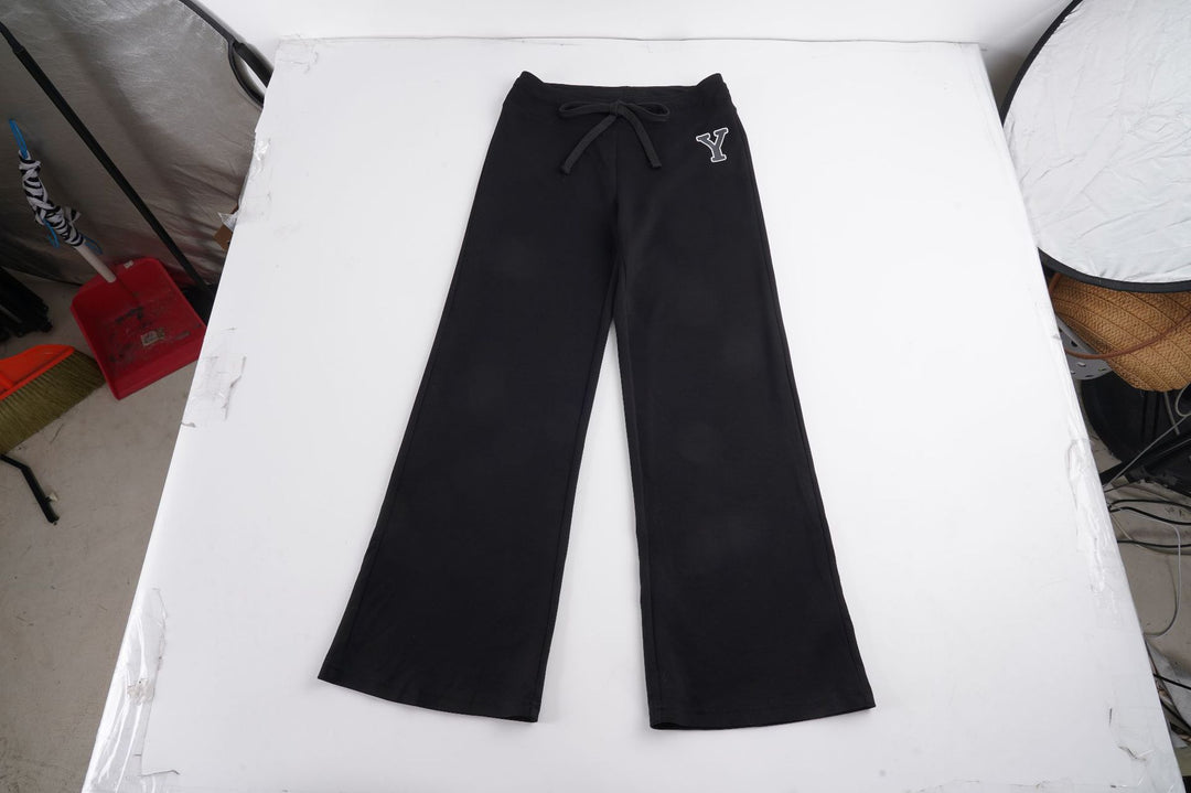 Women Soft High-Waist Lounge Pants with Wide Leg, Drawstring and Subtle Brand Embroidery Mune Fashion
