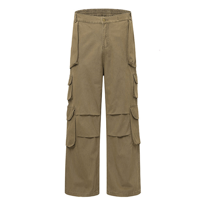 Ladies Wide Cargo Pants with Multi-Pockets and High Waist Mune Fashion