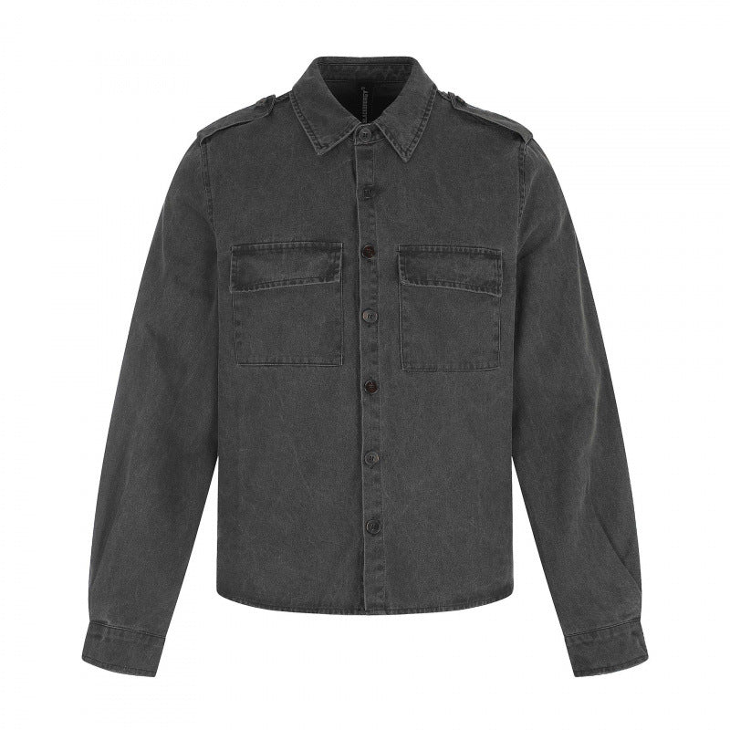 Women Boxy Overshirt Jacket made of Denim with Shoulder Flaps and Patch Chest Pockets Mune Fashion