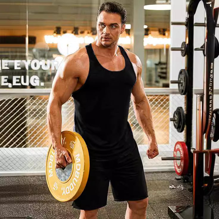 Men's breathable muscle shirt with open back cut melange and quick-drying feature Mune Fashion