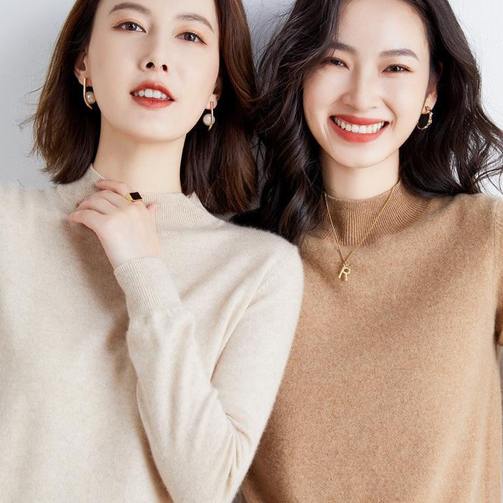 Women's Short Roll Neck Fine Knit Sweater with Light Mohair Effect Mune Fashion