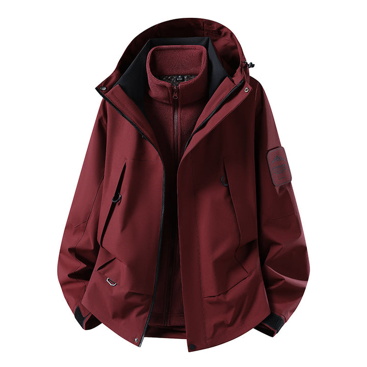 Unisex waterproof two-layer softshell rain jacket with removable fleece lining and hood Mune Fashion
