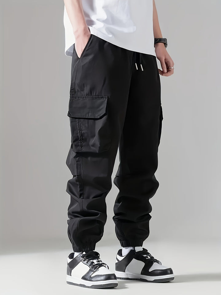 Men's cargo jogging pants with drawstring, multiple pockets & elastic cuffs Mune Fashion