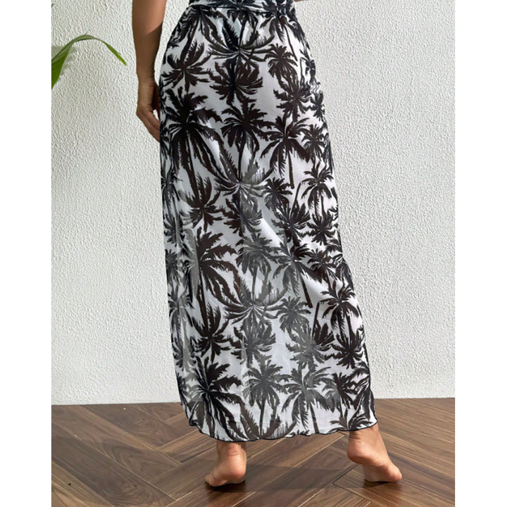 Women's beach dress with floral pattern and transparent material Mune Fashion