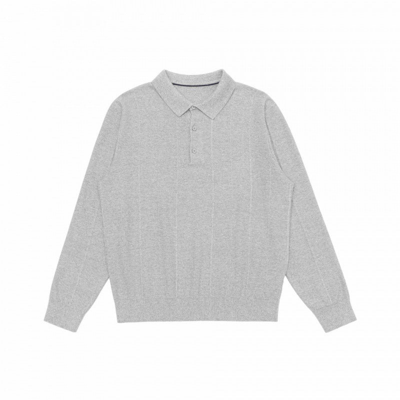 Men's fine knit polo shirt with Henley button placket, ribbed cuffs, and slightly boxy fit Mune Fashion