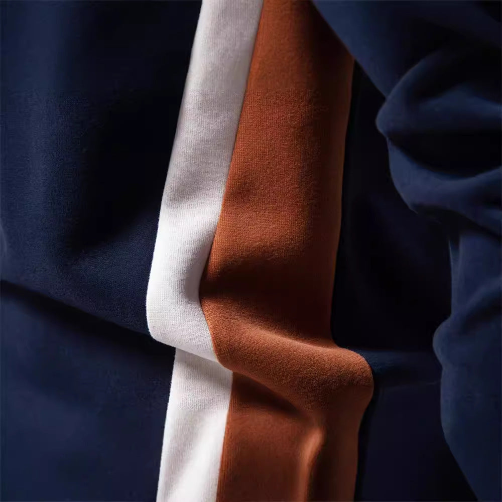 Men's round neck sweatshirt made of cotton blend with contrasting side piping and slim silhouette Mune Fashion