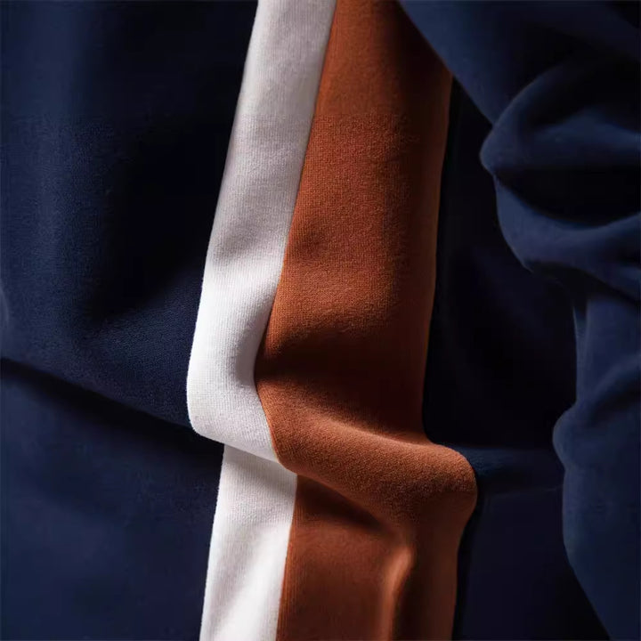 Men's round neck sweatshirt made of cotton blend with contrasting side piping and slim silhouette Mune Fashion