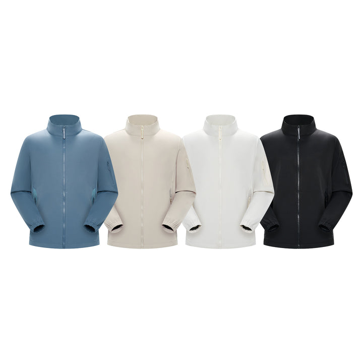 Unisex Lightweight Softshell Jacket with Stand-Up Collar, Full-Length Zipper and Arm Pocket Drune