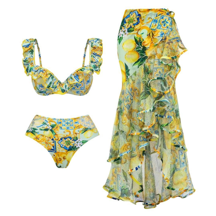Women's bikini set with elegant ruffle design and maxi skirt Mune Fashion