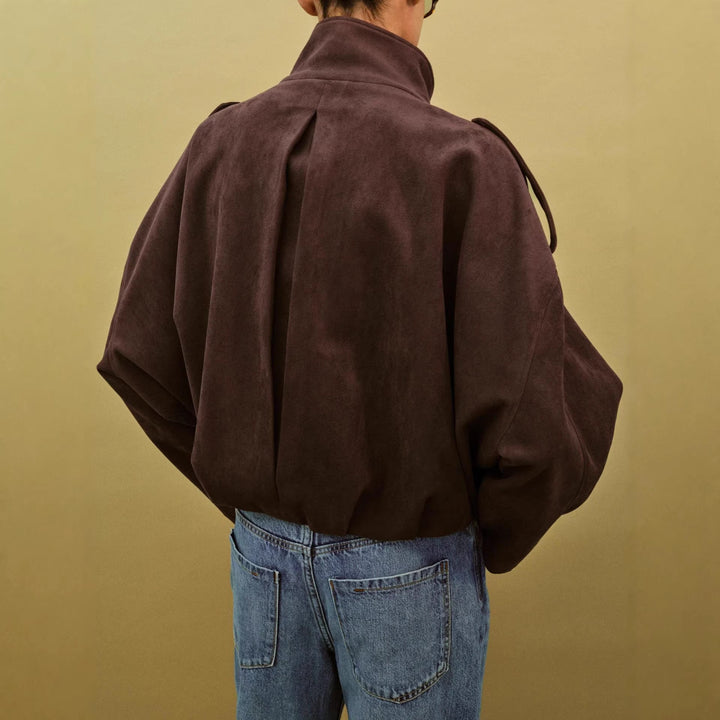 Women's Stylish Suede Jacket with Big Pockets