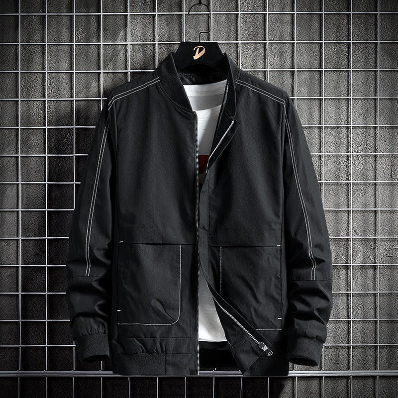 Men's transitional bomber jacket with contrast stitching and zipper Mune Fashion