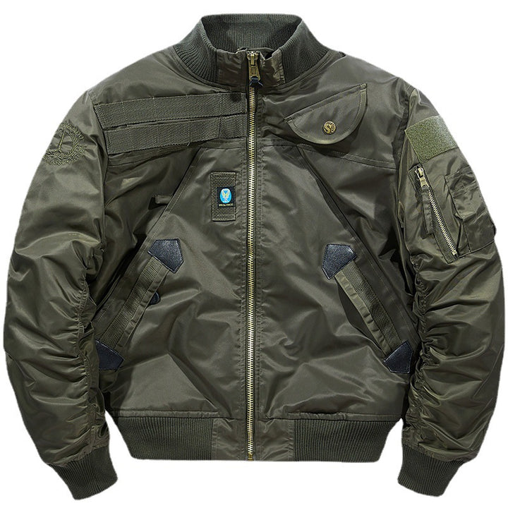 Men's Padded Bomber Jacket in Pilot Design with Utility Pockets and Ribbed Cuffs Mune Fashion