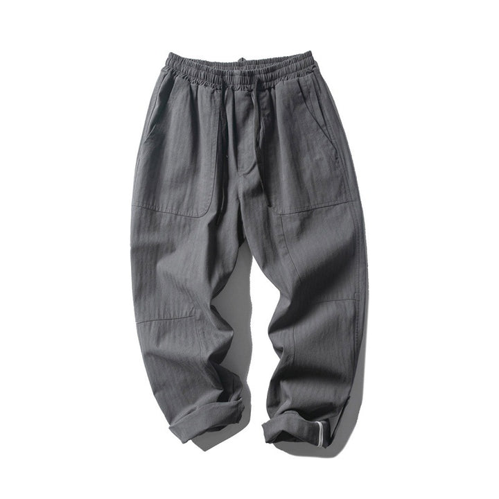 Men's Loose Baggy Cargo Pants with Elastic Waistband Drawstring and Knee Paneling Mune Fashion