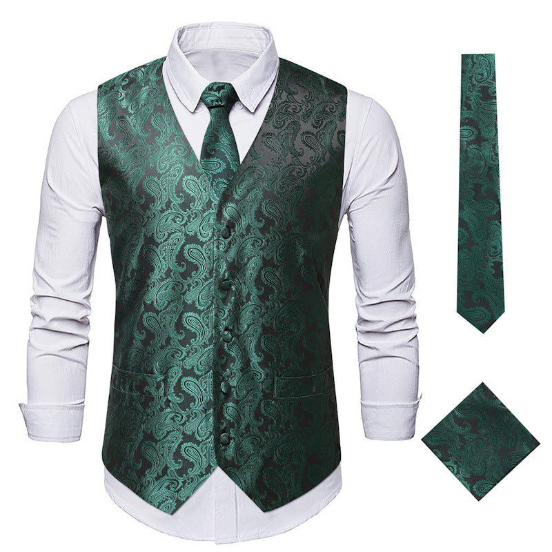 Men's elegant suit vest with elegant paisley pattern and matching accessories Mune Fashion