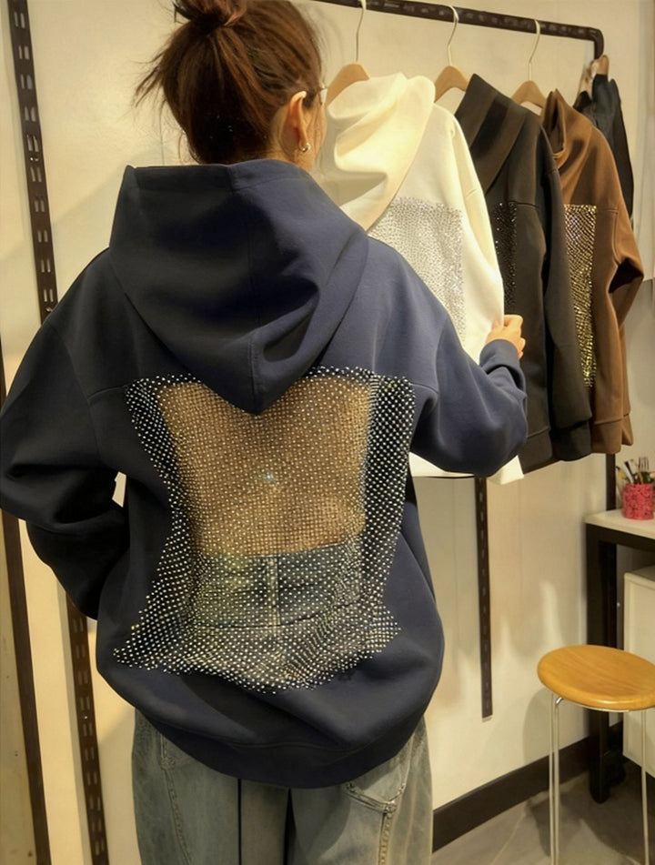 Women's hoodie with glittering mesh back application Mune Fashion