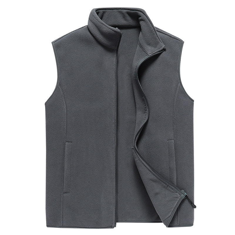 Men's Sleeveless Microfleece Vest with Stand-Up Collar and Concealed Two-Way Zip Mune Fashion