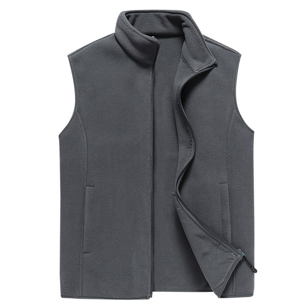 Men's Sleeveless Microfleece Vest with Stand-Up Collar and Concealed Two-Way Zip Mune Fashion